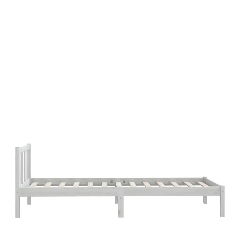 Bed Frame White Solid Wood Pine 92x187 cm Single Size 810048