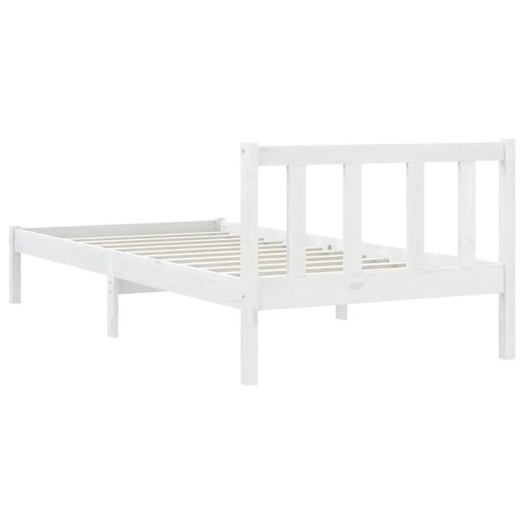 Bed Frame White Solid Wood Pine 92x187 cm Single Size 810048