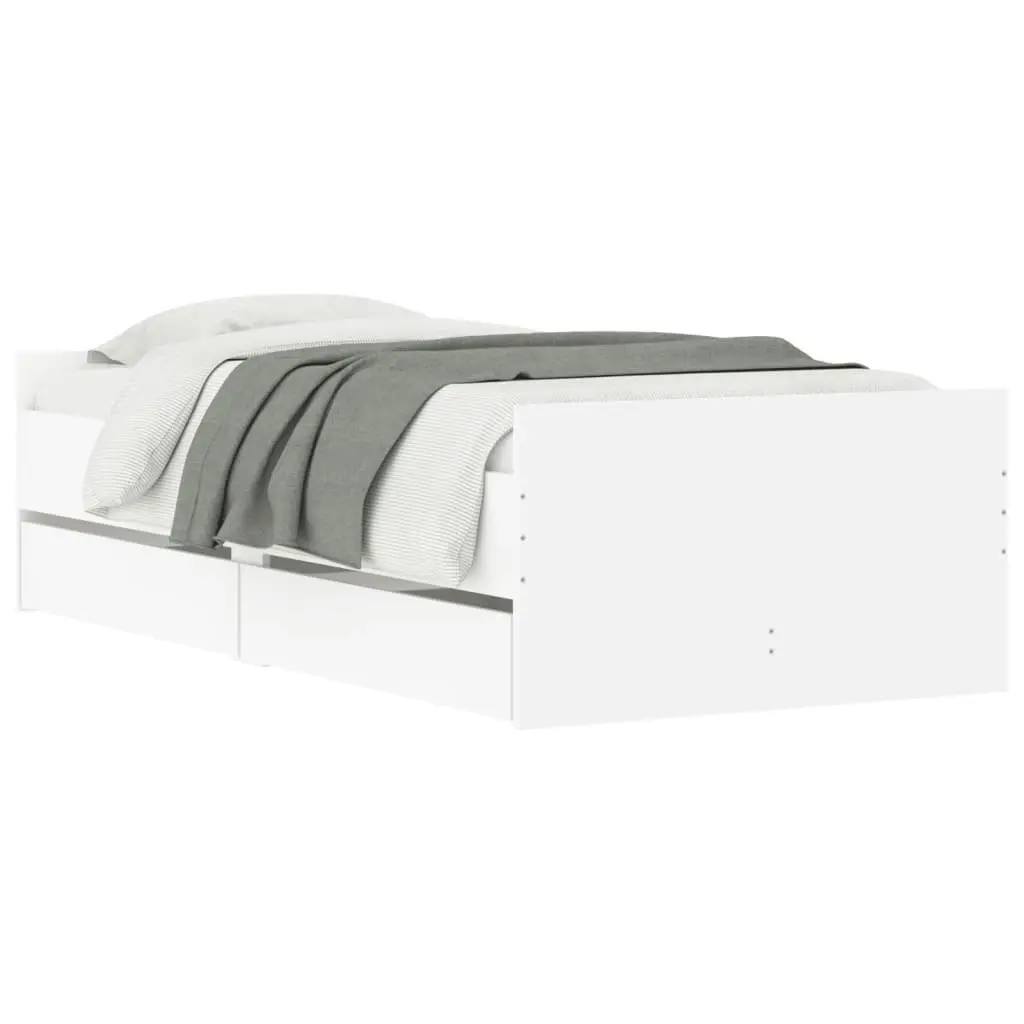 Bed Frame with Drawers White 90x190 cm 3207378