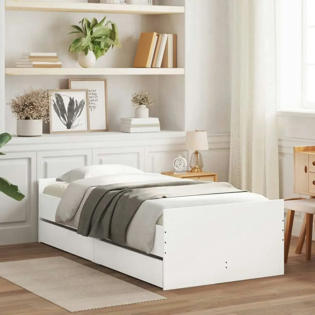 Bed Frame with Drawers White 90x190 cm 3207378