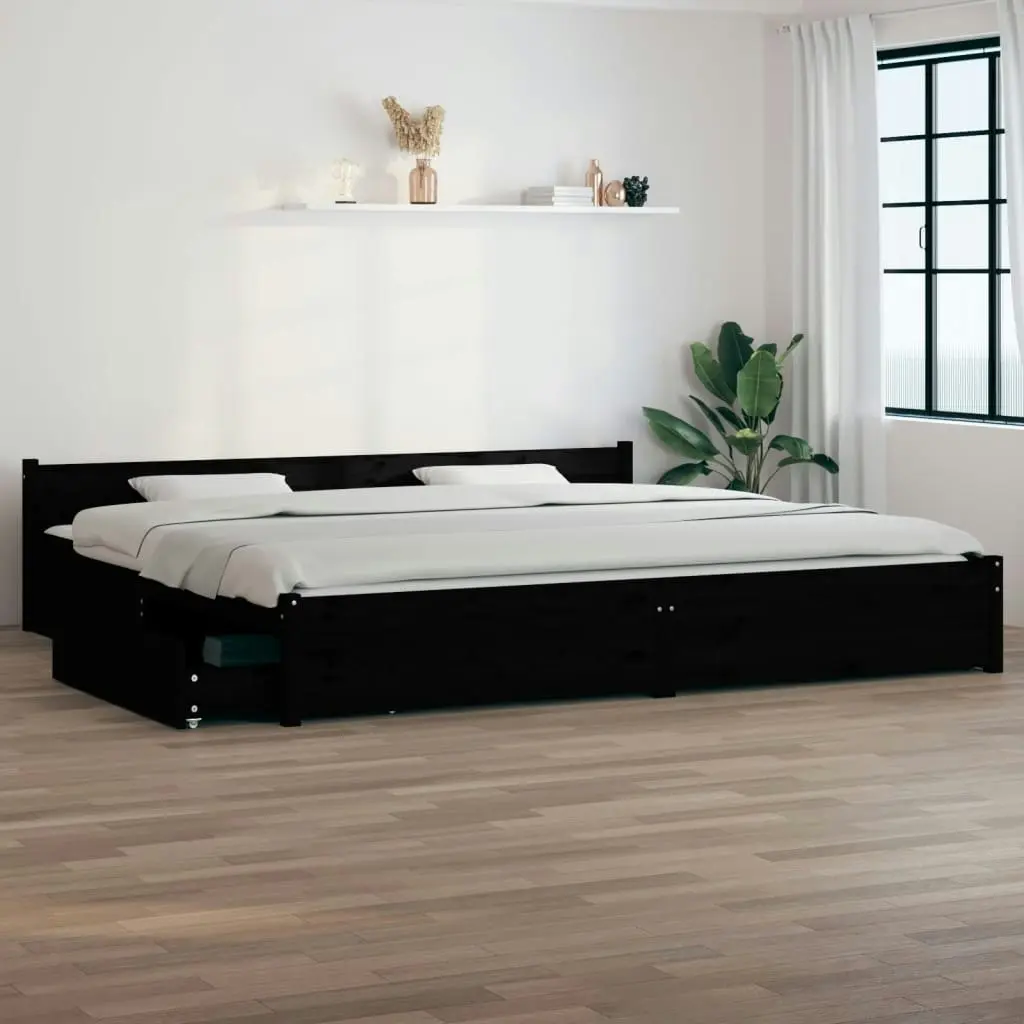 Bed Frame without Mattress with Drawers Black 183x203 cm King 3103578