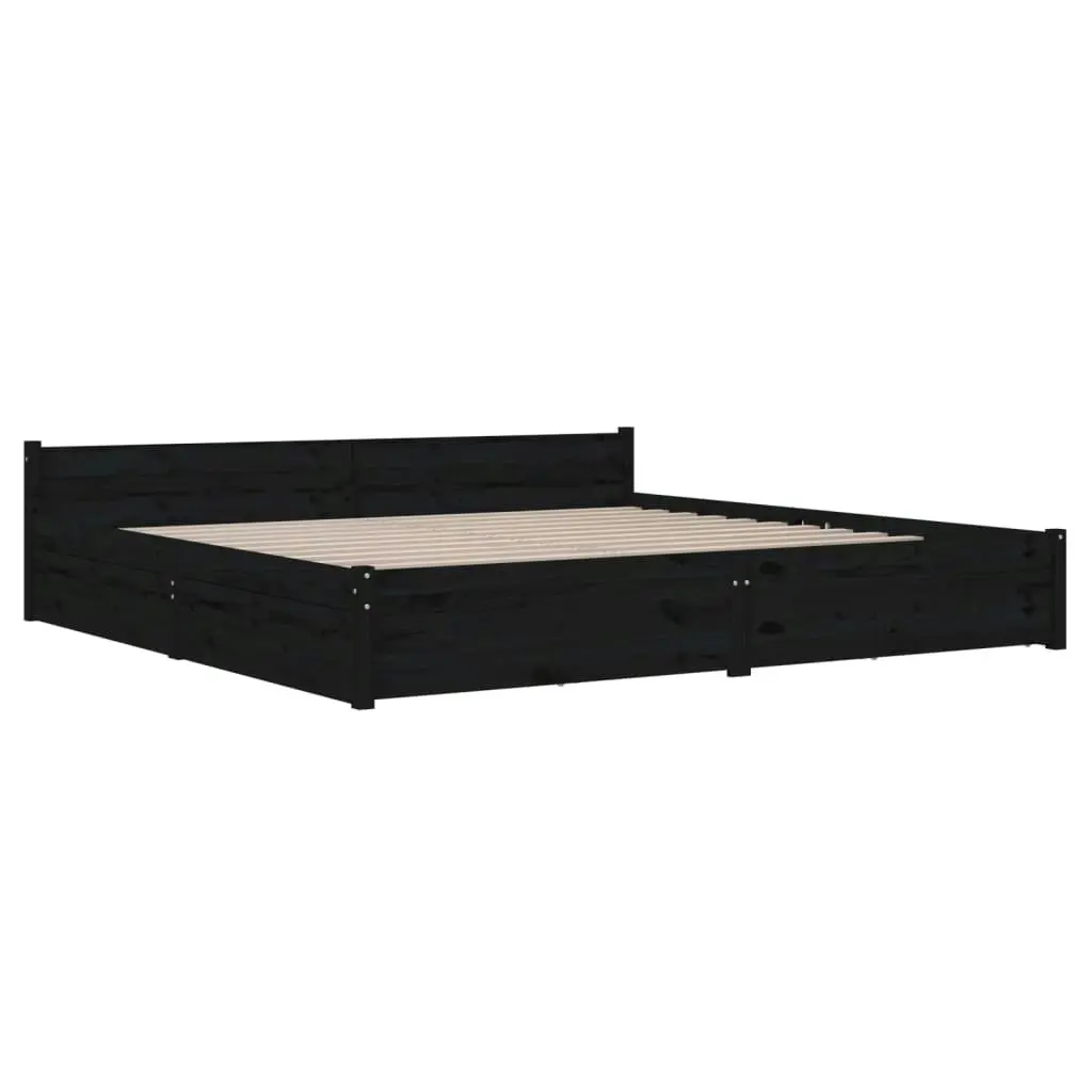 Bed Frame without Mattress with Drawers Black 183x203 cm King 3103578