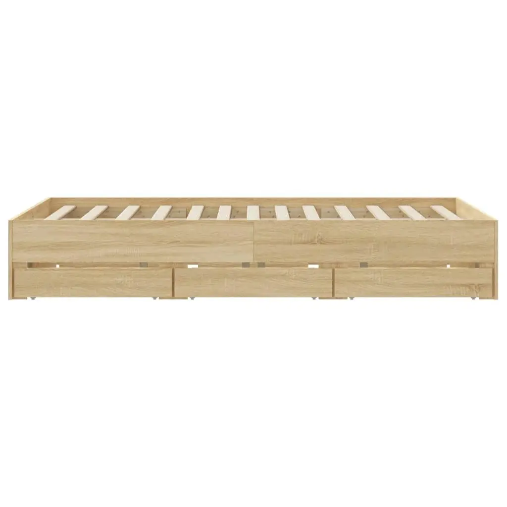 Bed Frame with Drawers Sonoma Oak 150x200 cm Engineered Wood 3207268