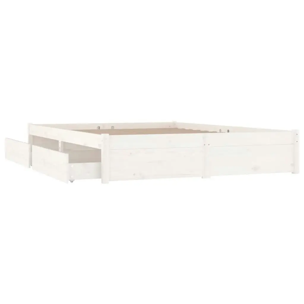 Bed Frame with Drawers White 153x203 cm Queen Size 3103519