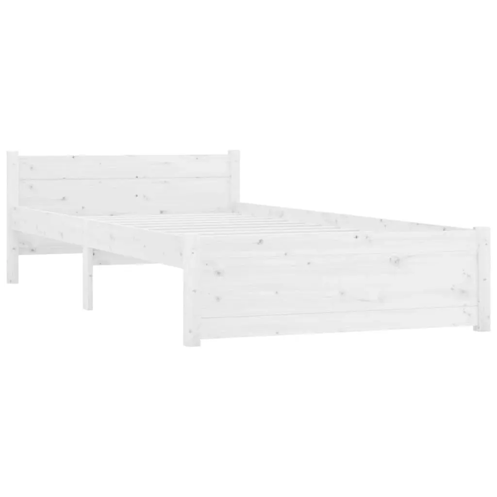 Bed Frame White Solid Wood 92x187 cm Single Size 815010