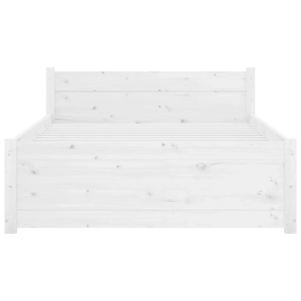 Bed Frame White Solid Wood 92x187 cm Single Size 815010