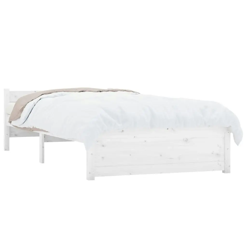 Bed Frame White Solid Wood 92x187 cm Single Size 815010