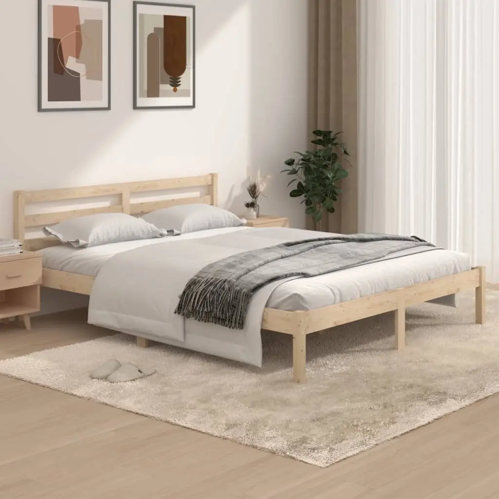 Bed Frame Solid Wood Pine 153x203 cm Queen Size 810435