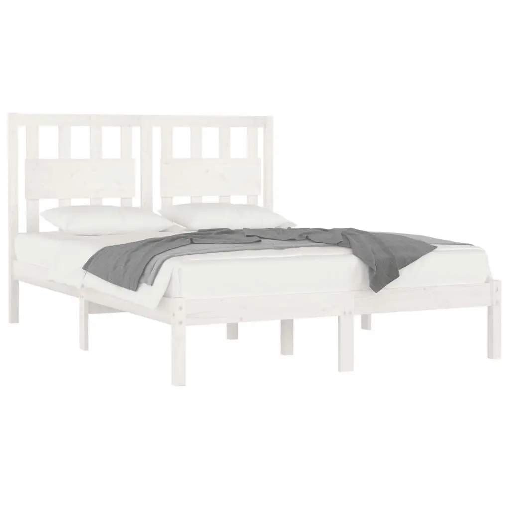 Bed Frame without Mattress White Solid Wood 183x203 cm King 3103949