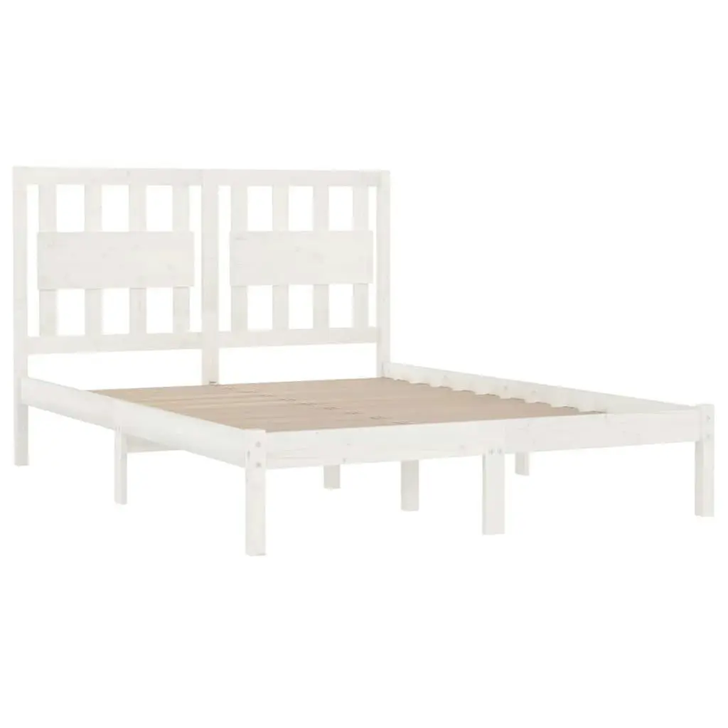 Bed Frame without Mattress White Solid Wood 183x203 cm King 3103949