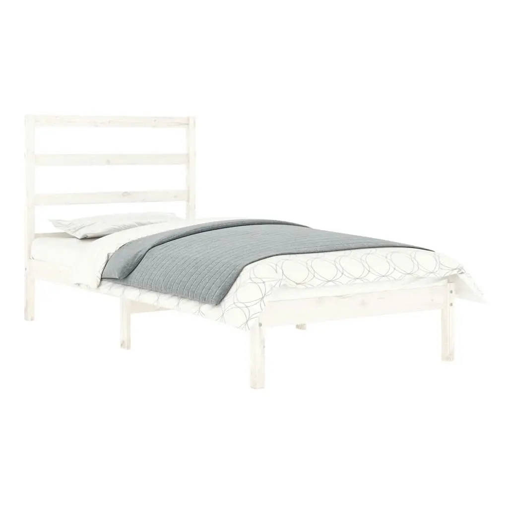 Bed Frame White Solid Wood 92x187 cm Single Size 3104899