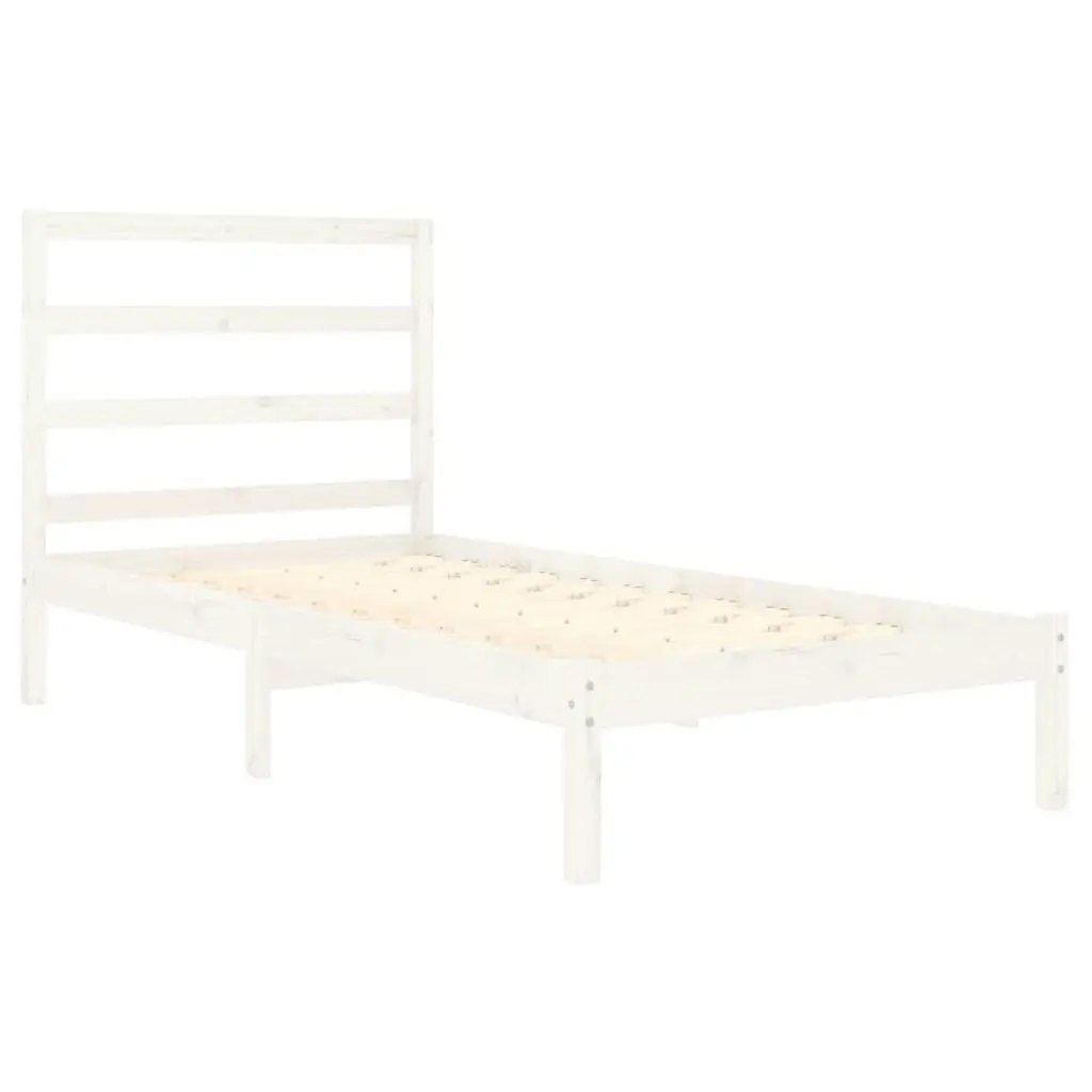 Bed Frame White Solid Wood 92x187 cm Single Size 3104899