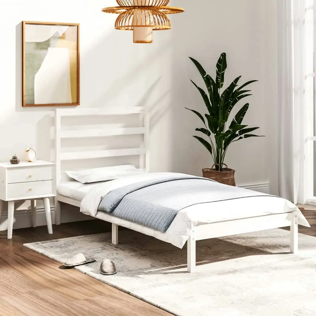 Bed Frame White Solid Wood 92x187 cm Single Size 3104899