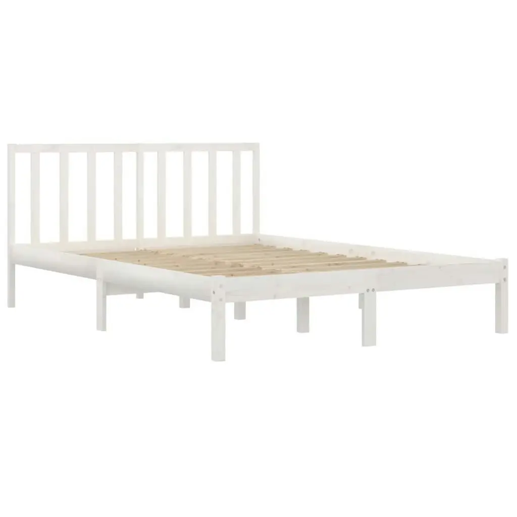 Bed Frame White Solid Wood Pine 183x203 cm King Size 3105087