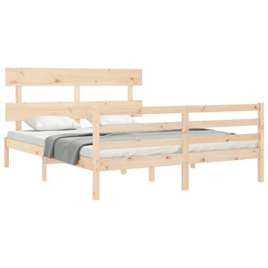 Bed Frame with Headboard  153x203 cm Queen Solid Wood 3195096