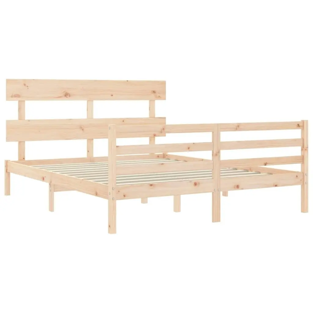 Bed Frame with Headboard  153x203 cm Queen Solid Wood 3195096