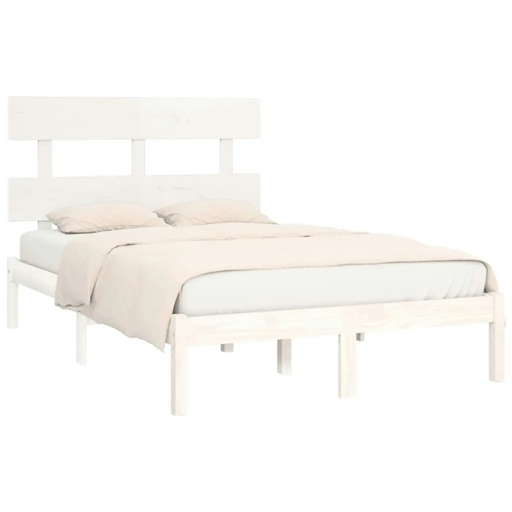 Bed Frame without Mattress White 150x200 cm Solid Wood 3104679