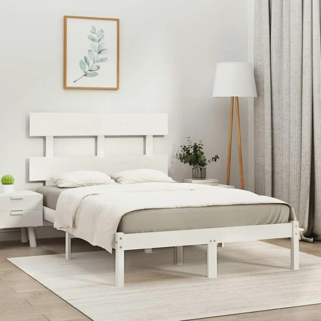 Bed Frame without Mattress White 150x200 cm Solid Wood 3104679