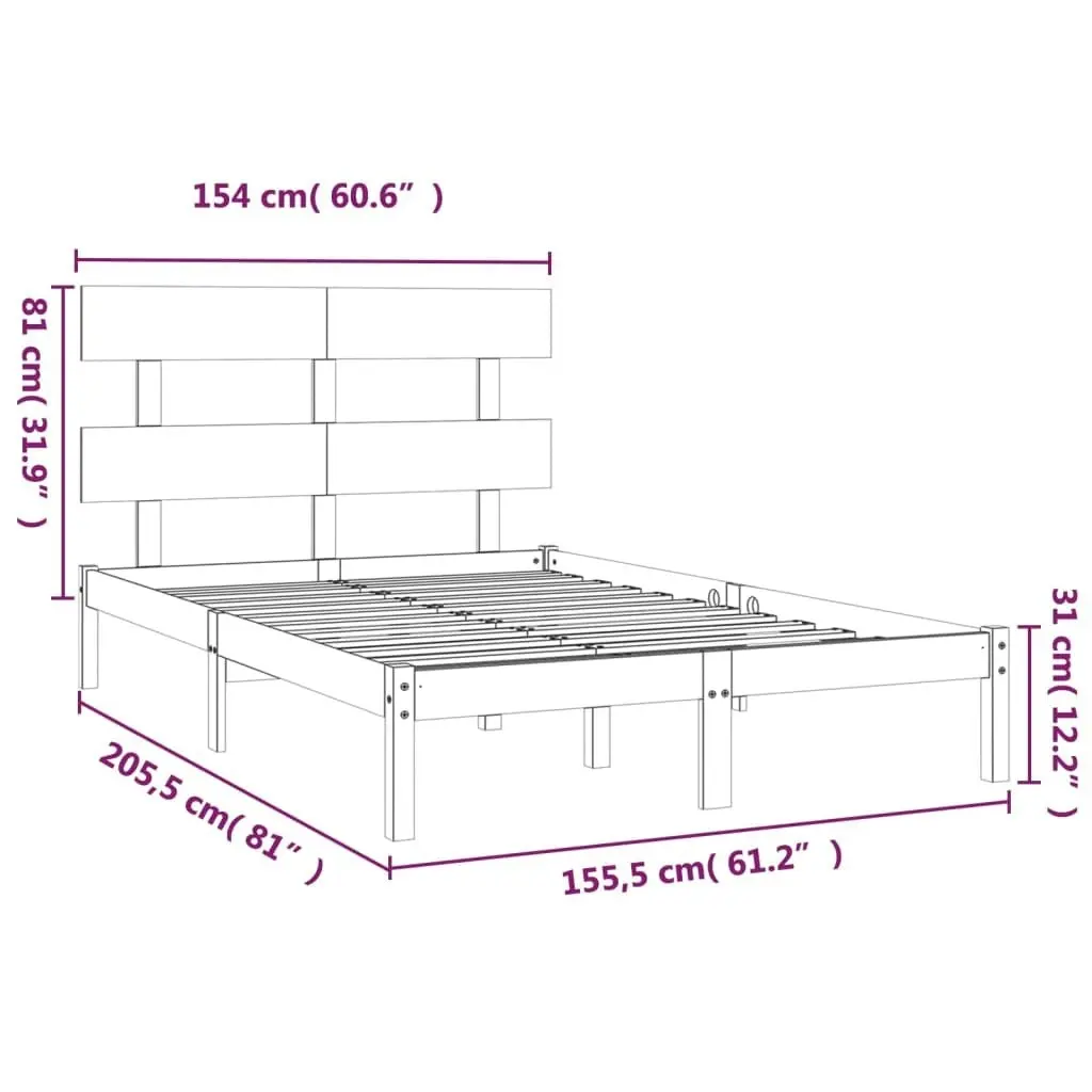 Bed Frame without Mattress White 150x200 cm Solid Wood 3104679