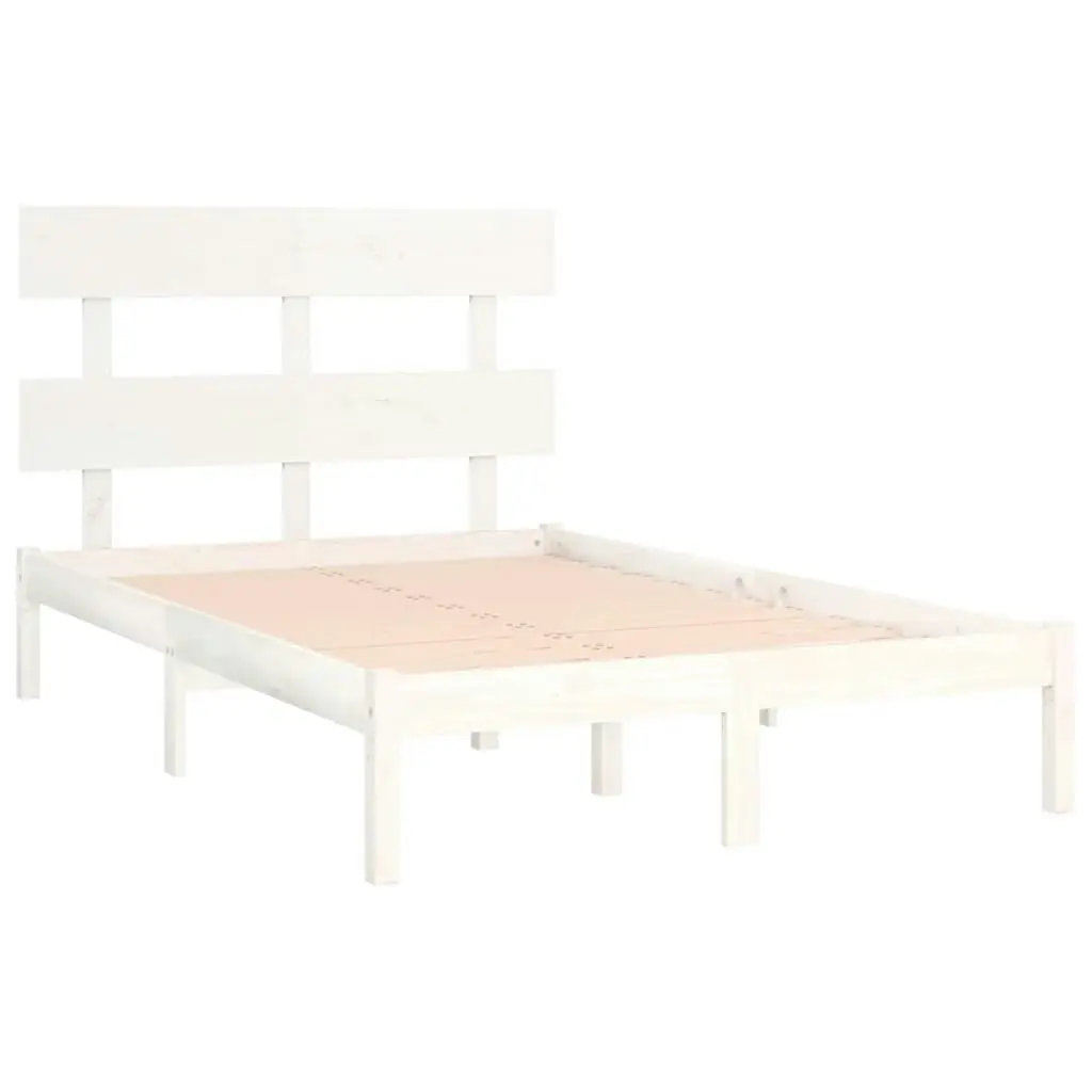 Bed Frame without Mattress White 150x200 cm Solid Wood 3104679