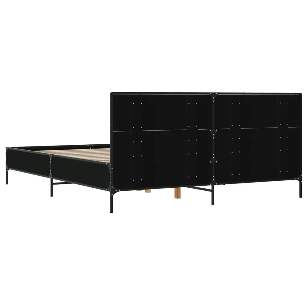 Bed Frame Black 135x190 cm Engineered Wood and Metal 3280027