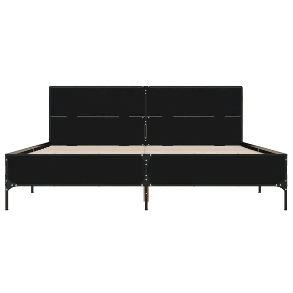 Bed Frame Black 135x190 cm Engineered Wood and Metal 3280027