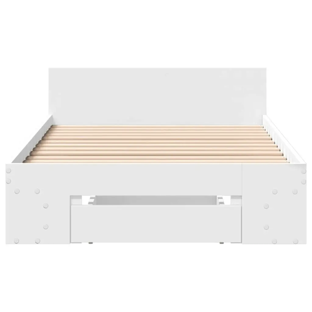 Bed Frame with Drawer White 90x190 cm Engineered Wood 3280783