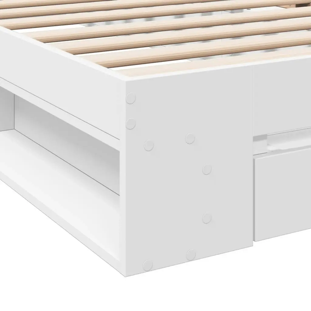 Bed Frame with Drawer White 90x190 cm Engineered Wood 3280783