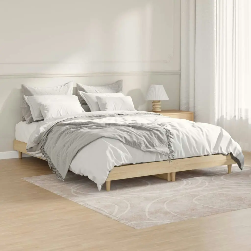 Bed Frame Sonoma Oak 137x187 cm Double Size Engineered Wood 832080