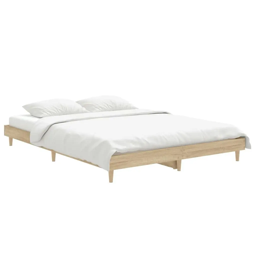 Bed Frame Sonoma Oak 137x187 cm Double Size Engineered Wood 832080