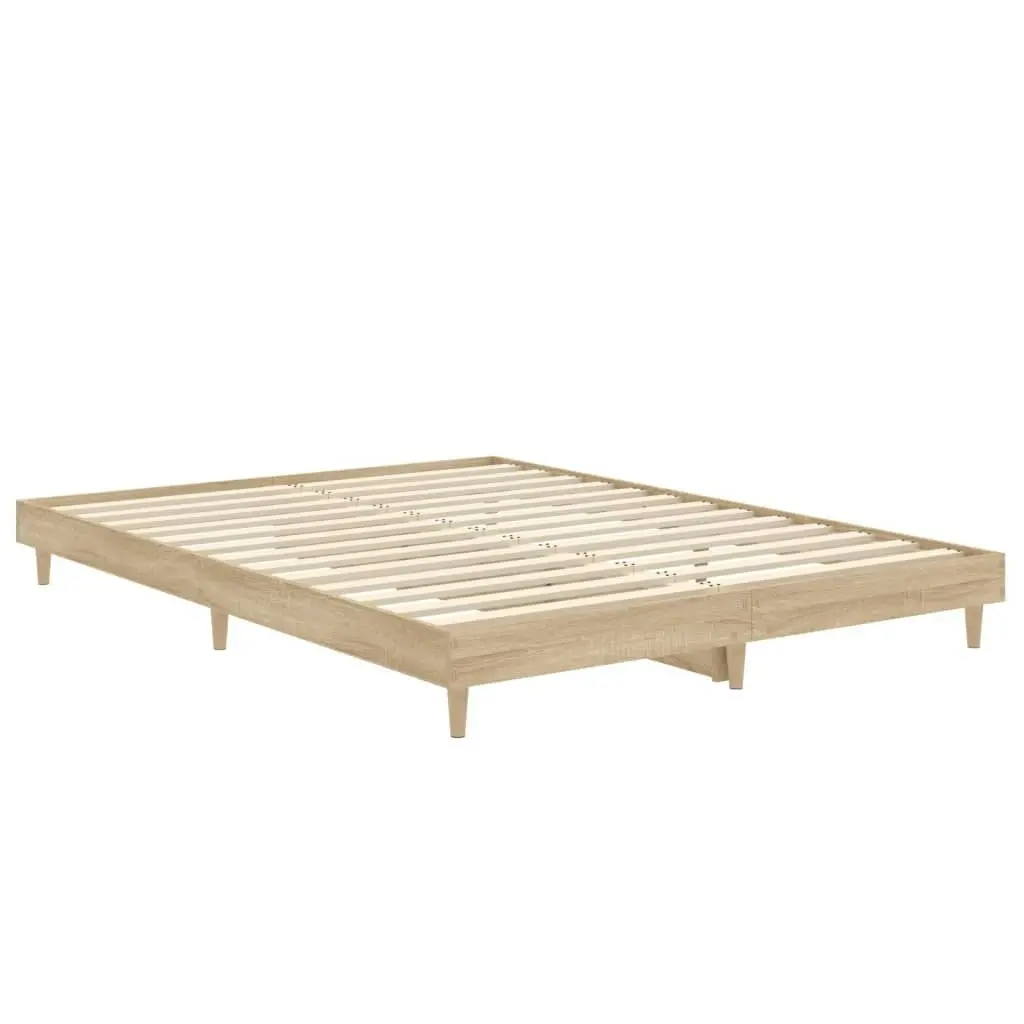 Bed Frame Sonoma Oak 137x187 cm Double Size Engineered Wood 832080