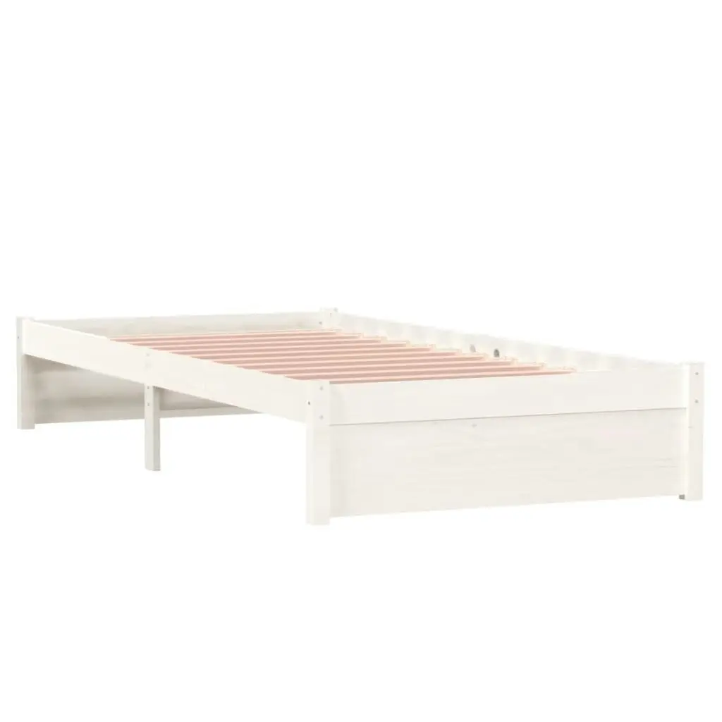 Bed Frame White Solid Wood 92x187 cm Single Size 814915