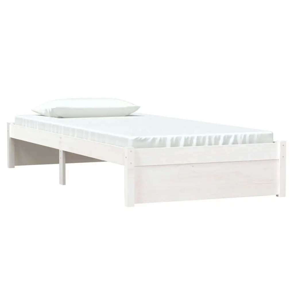 Bed Frame White Solid Wood 92x187 cm Single Size 814915