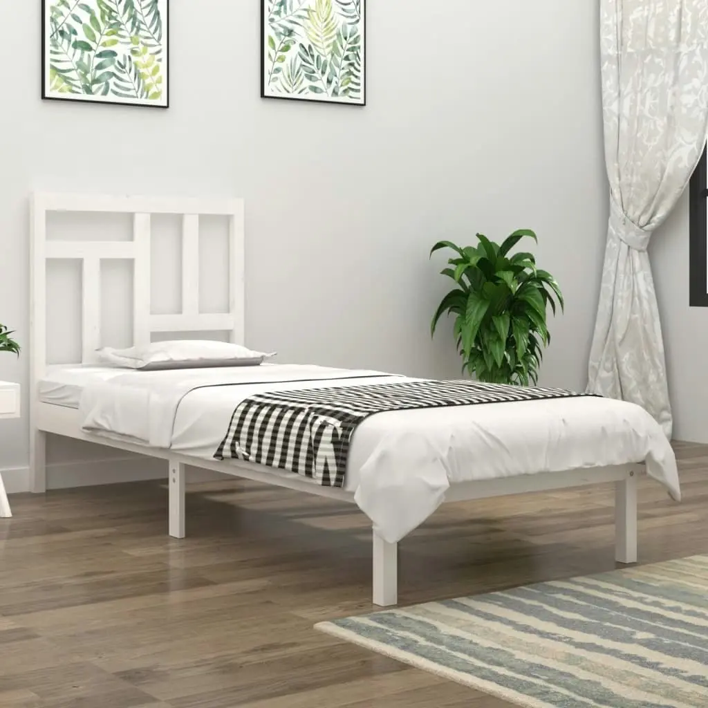 Bed Frame without Mattress White 90x190 cm Solid Wood Pine 3104509