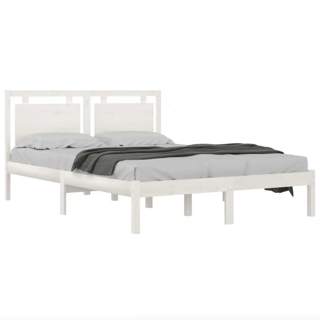 Bed Frame White Solid Wood 183x203 cm King Size 3105551