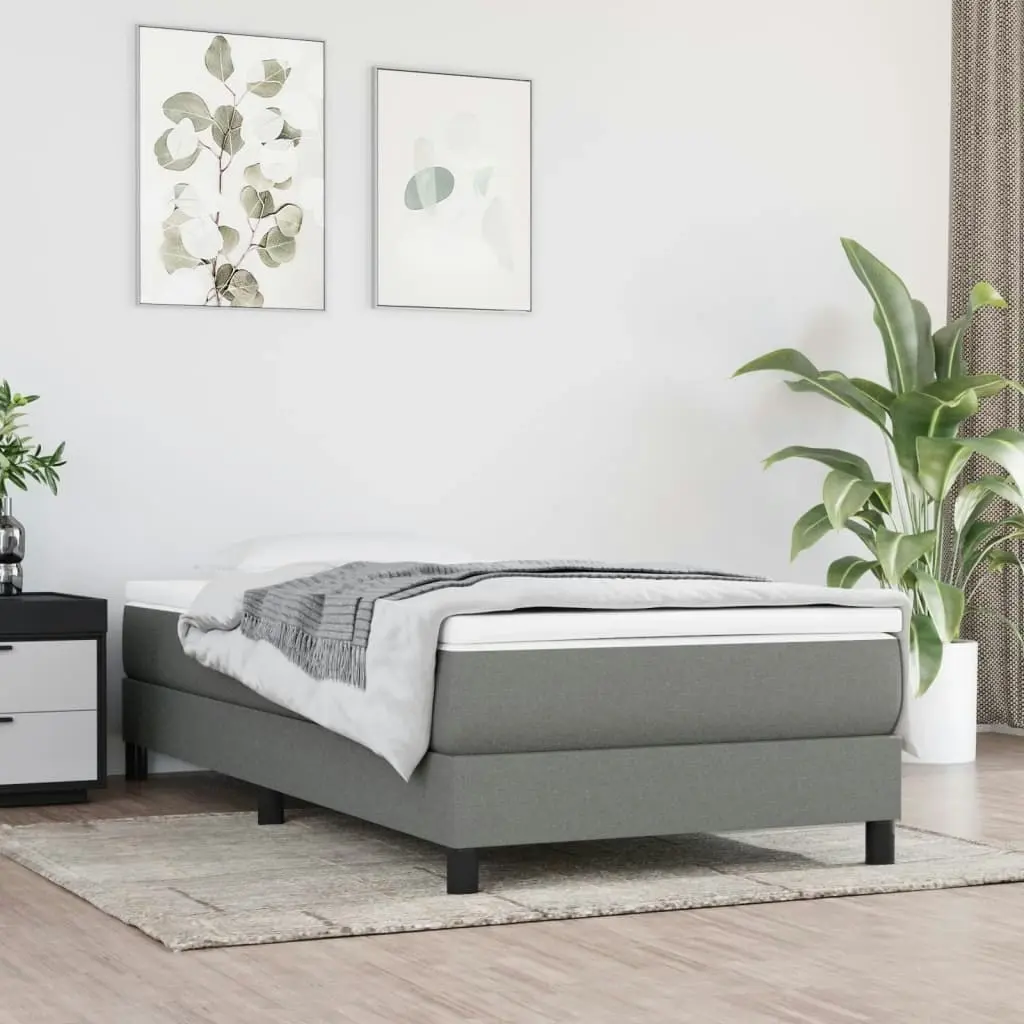 Box Spring Bed Frame Dark Grey 106x203 cm King Single Size Fabric 3189189