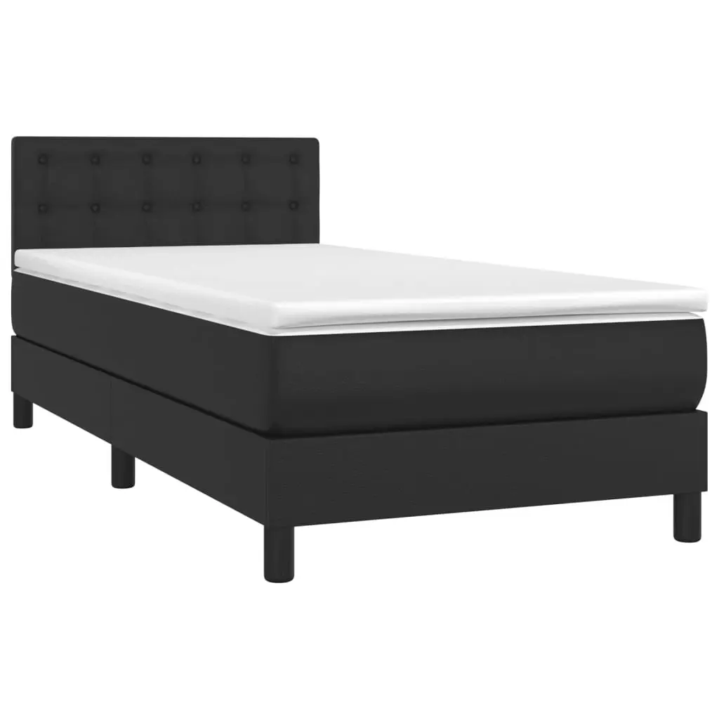 Box Spring Bed with Mattress Black 100x200 cm Faux Leather 3189209