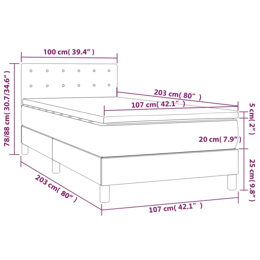 Box Spring Bed with Mattress Black 100x200 cm Faux Leather 3189209