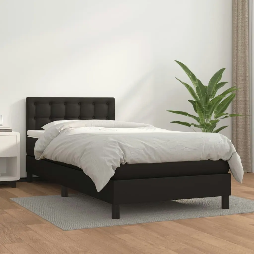 Box Spring Bed with Mattress Black 100x200 cm Faux Leather 3189209