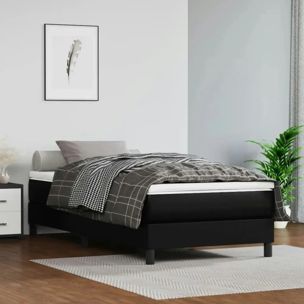 Box Spring Bed with Mattress Black 100x200 cm Faux Leather 3189196