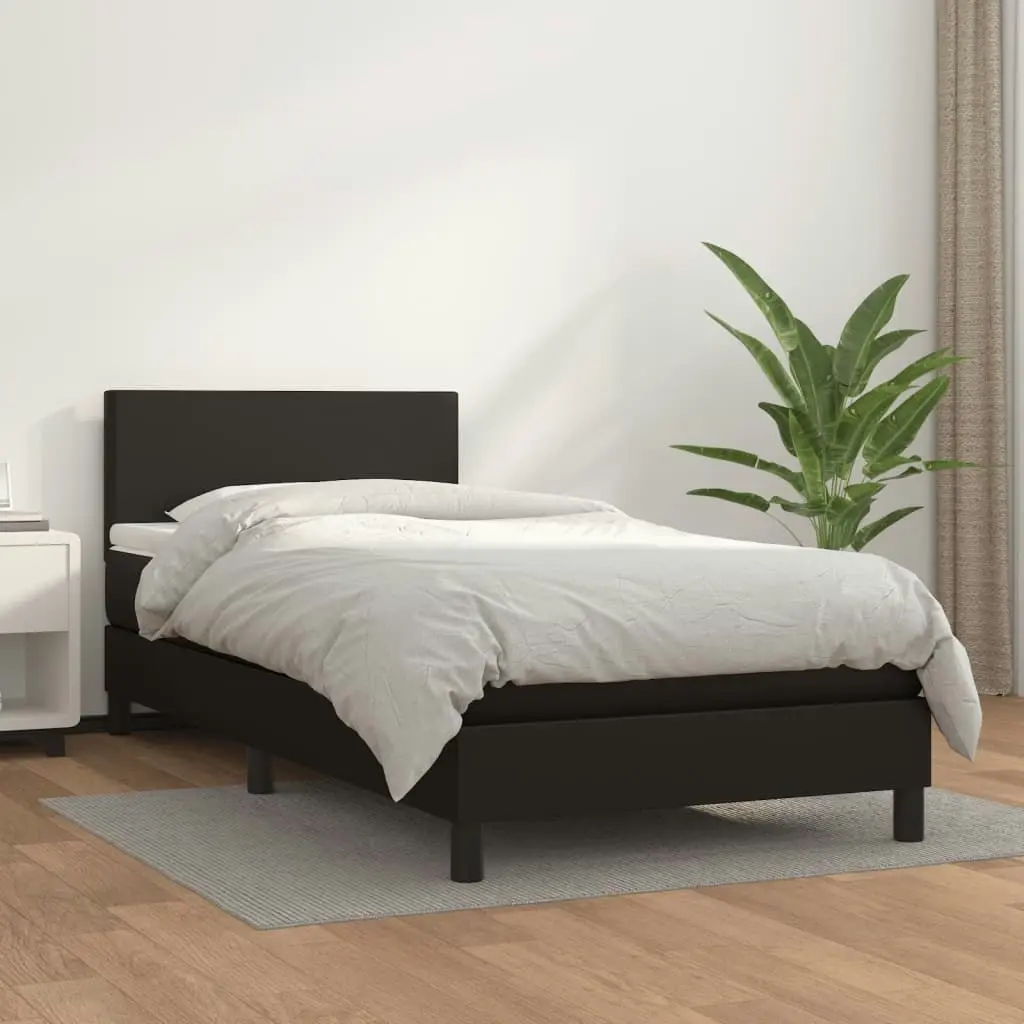 Box Spring Bed with Mattress Black 100x200 cm Faux Leather 3189208