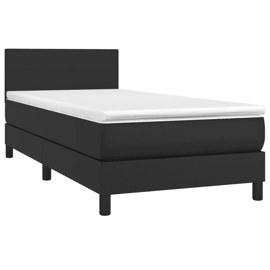 Box Spring Bed with Mattress Black 100x200 cm Faux Leather 3189208