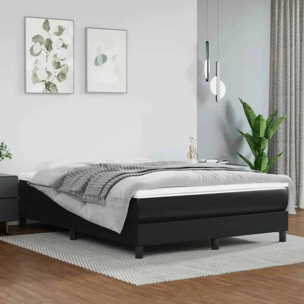 Box Spring Bed with Mattress Black 137x190 cm Faux Leather 3144289