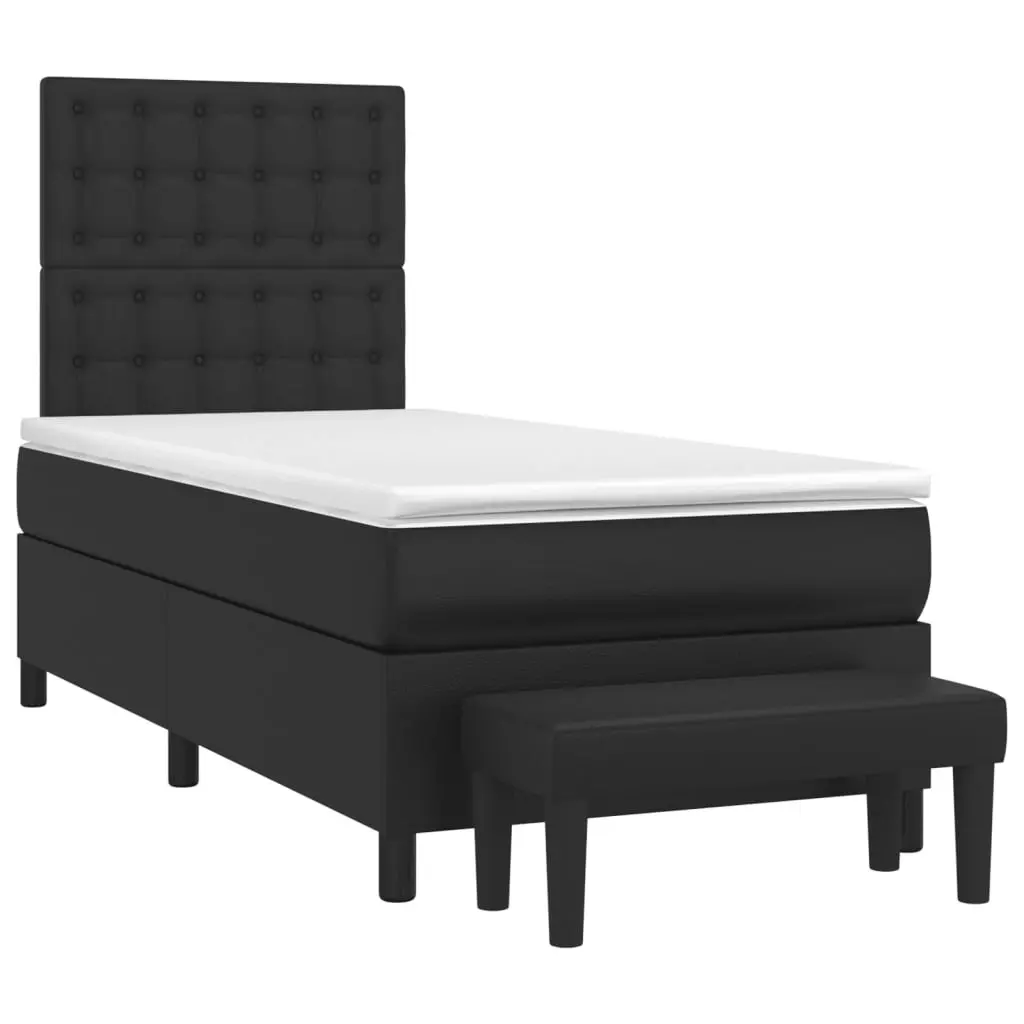 Box Spring Bed with Mattress Black 106x203 cm King Single Size Faux Leather 3145344