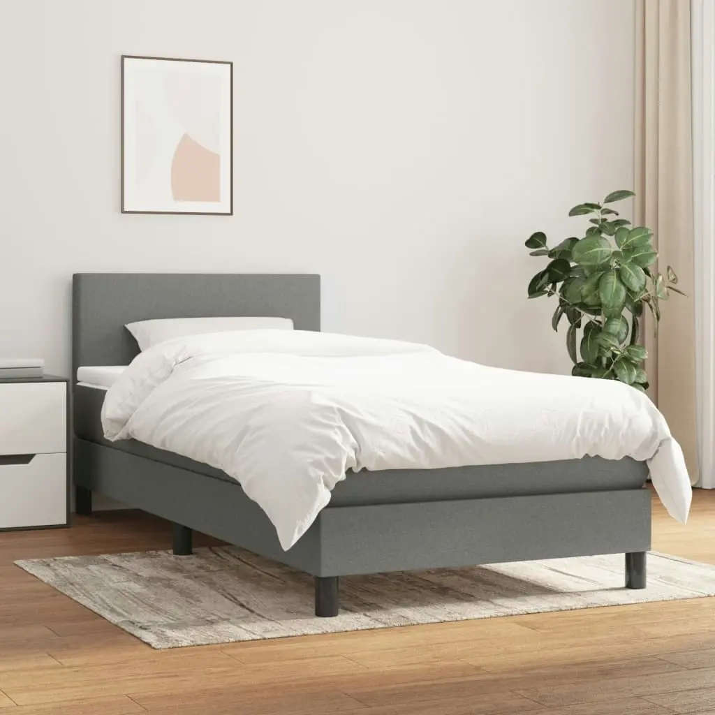 Box Spring Bed with Mattress Dark Grey 100x200 cm Fabric 3189201