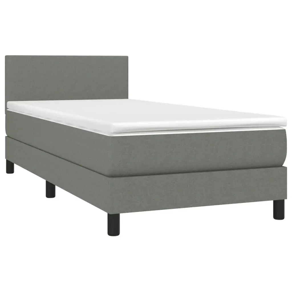 Box Spring Bed with Mattress Dark Grey 100x200 cm Fabric 3189201