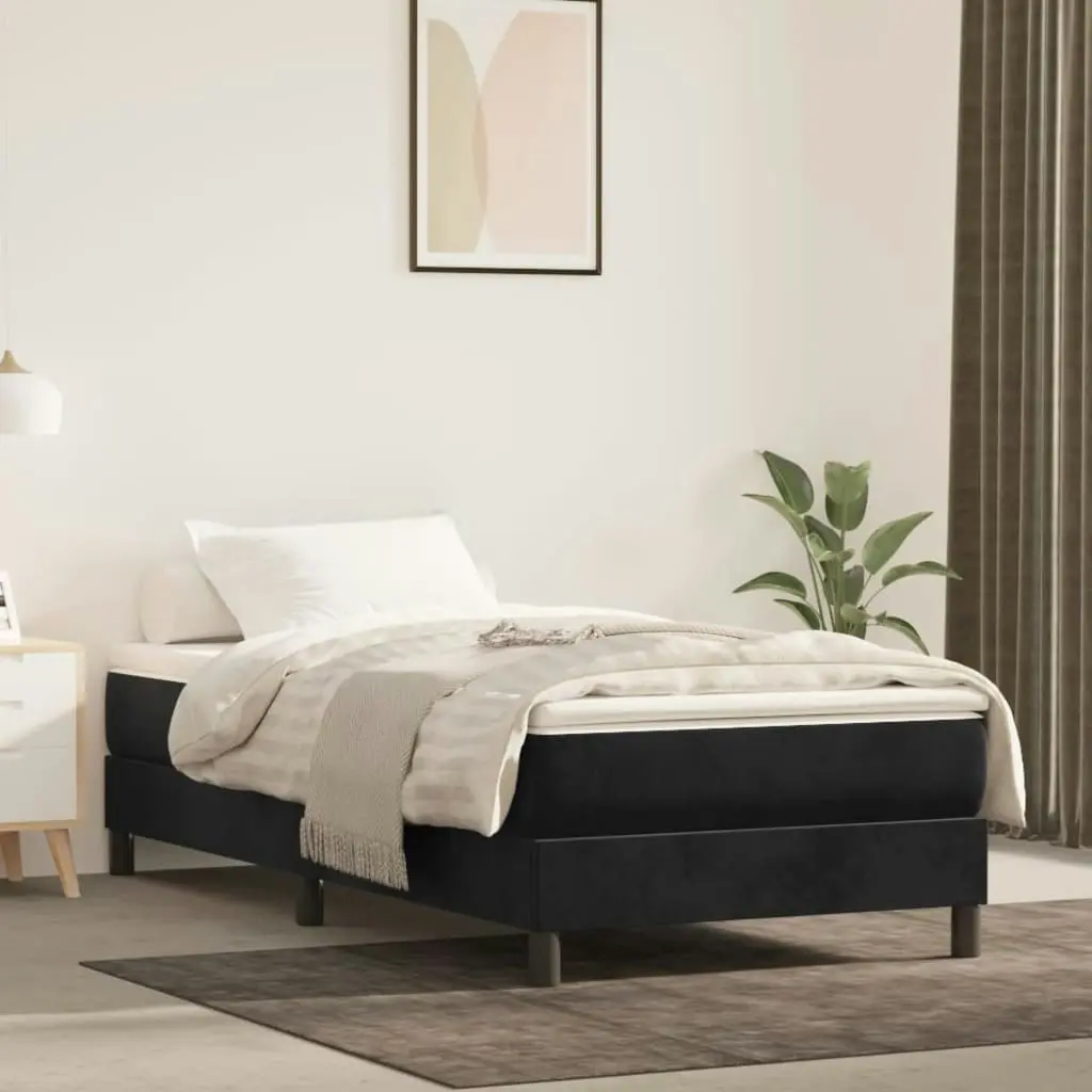 Box Spring Bed with Mattress Black 106x203 cm King Single Size Velvet 3283167