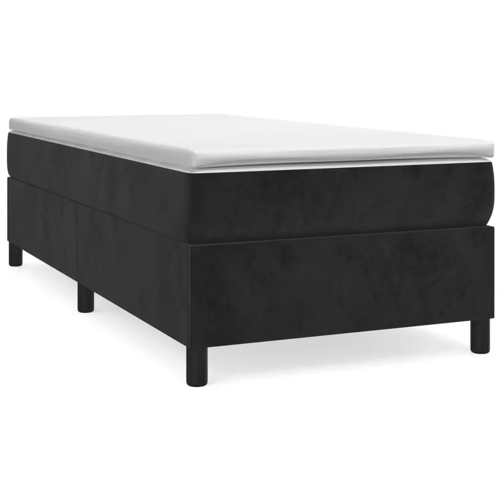 Box Spring Bed with Mattress Black 106x203 cm King Single Size Velvet 3283168