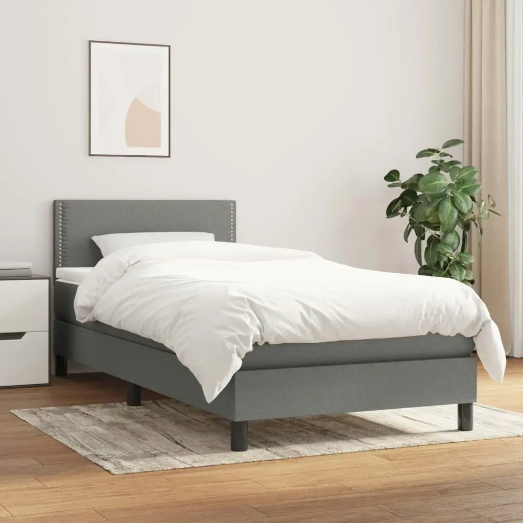 Box Spring Bed with Mattress Dark Grey 100x200 cm Fabric 3189202