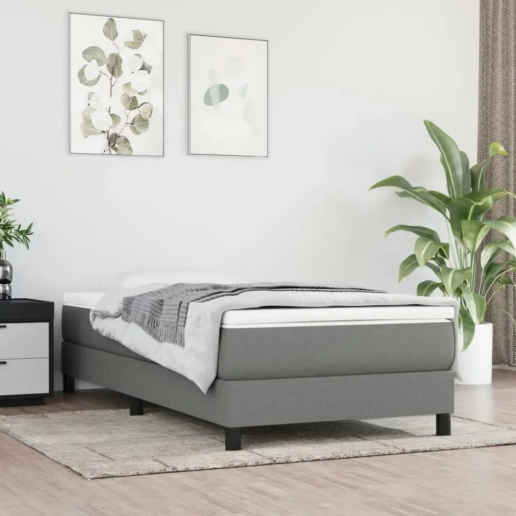 Box Spring Bed with Mattress Dark Grey 100x200 cm Fabric 3189195